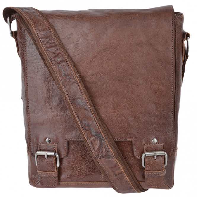 ashwood leather Mens Leather Ipad Messenger Bag Tan/crum : 8342