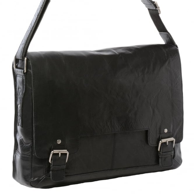 Ashwood Leather Mens Leather Laptop Messenger Bag Black/crum : 8343