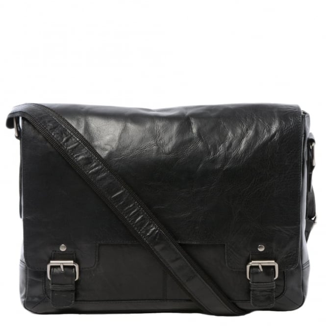 ashwood leather Mens Leather Laptop Messenger Bag Black/crum : 8343