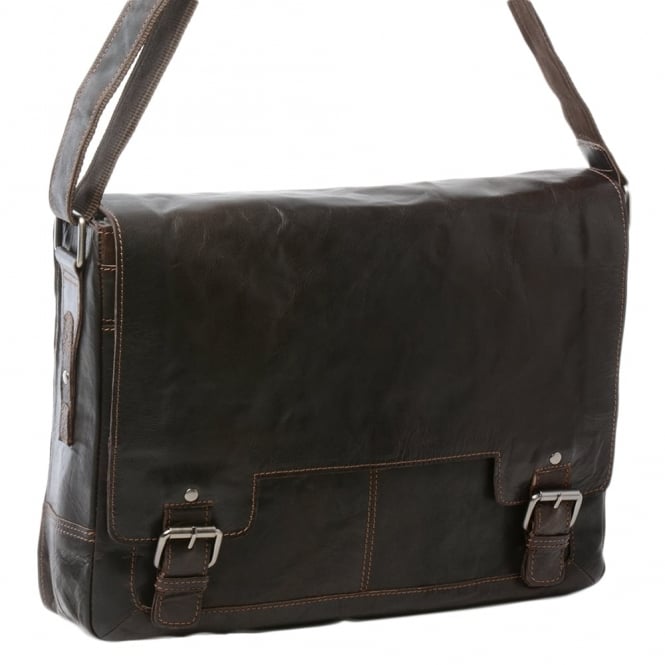 Ashwood Leather Mens Leather Laptop Messenger Bag Brown/crum : 8343