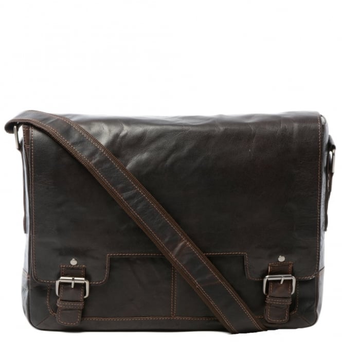 ashwood leather Mens Leather Laptop Messenger Bag Brown/crum : 8343