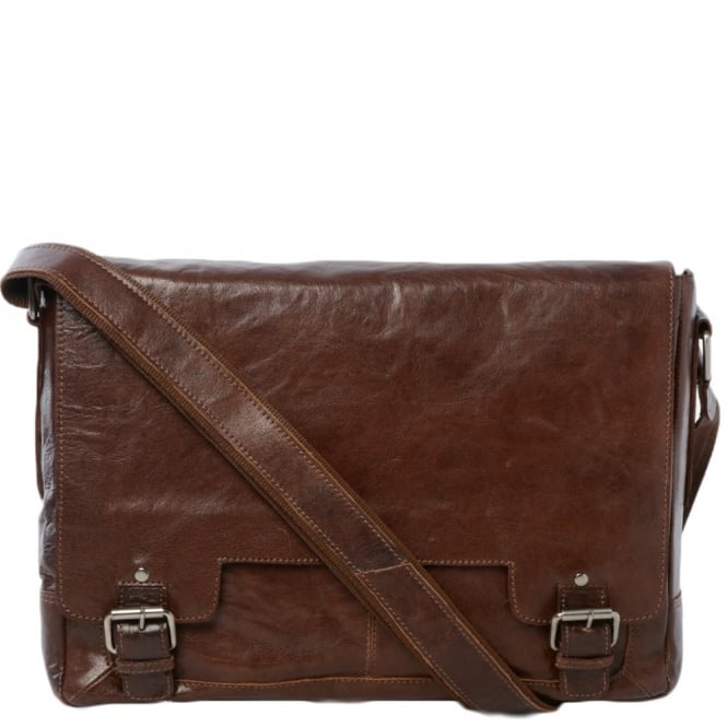 ashwood leather Mens Leather Laptop Messenger Bag Tan/crum : 8343
