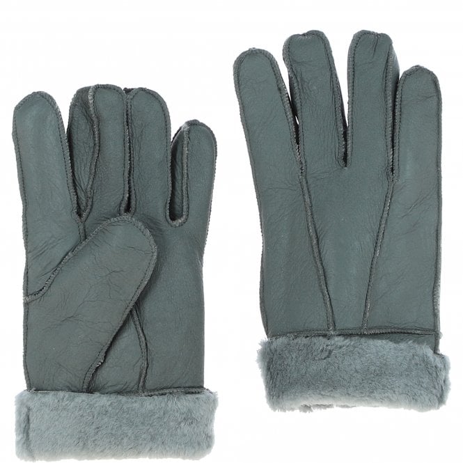 ashwood leather Mens Leather Sheepskin Gloves Greyish Green: DB-705