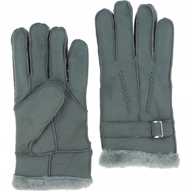ashwood leather Mens Leather Sheepskin Gloves Greyish Green: DB-707