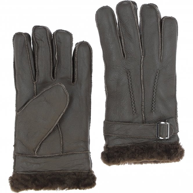 ashwood leather Mens Leather Sheepskin Gloves Mocca Green: DB-707