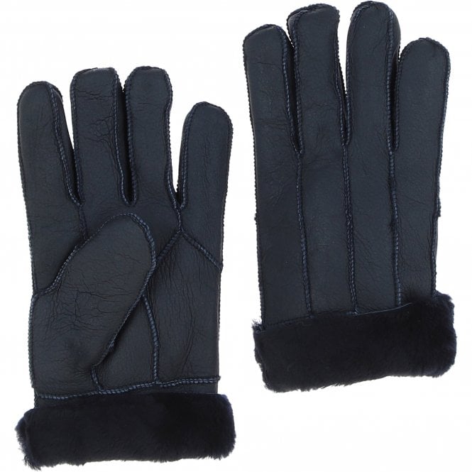 ashwood leather Mens Leather Sheepskin Gloves Nap Blue: DB-709