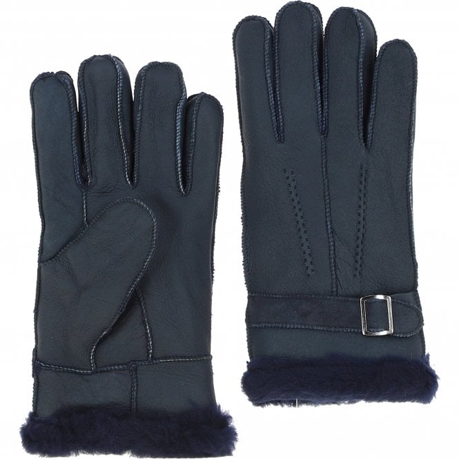 ashwood leather Mens Leather Sheepskin Gloves Navy: DB-707