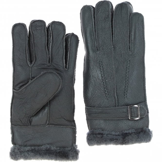 ashwood leather Mens Leather Sheepskin Gloves Navy Grey: DB-707