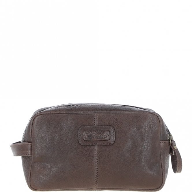 Ashwood Leather Mens Leather Toiletry Wash Bag Brown: Row