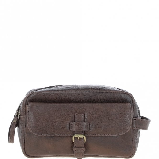 ashwood leather Mens Leather Toiletry Wash Bag Brown: Row