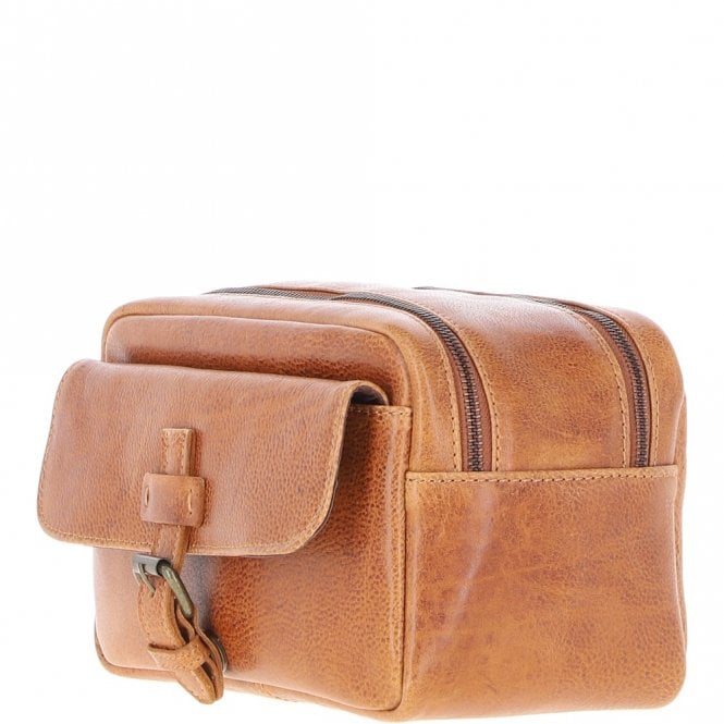 Ashwood Leather Mens Leather Toiletry Wash Bag Tan: Row