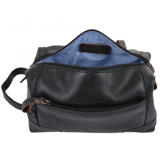 Ashwood Leather Mens Leather Wash Bag Black/mud : 4557