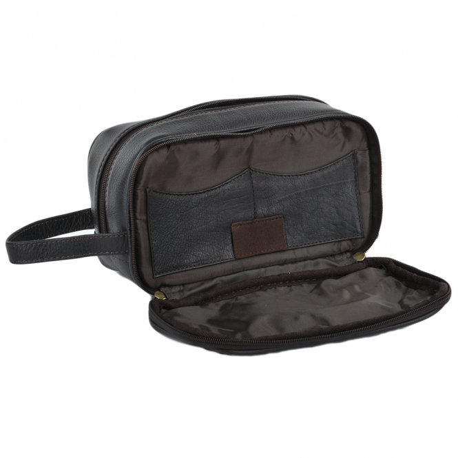 Ashwood Leather Mens Leather Washbag Brown/tum : 2080