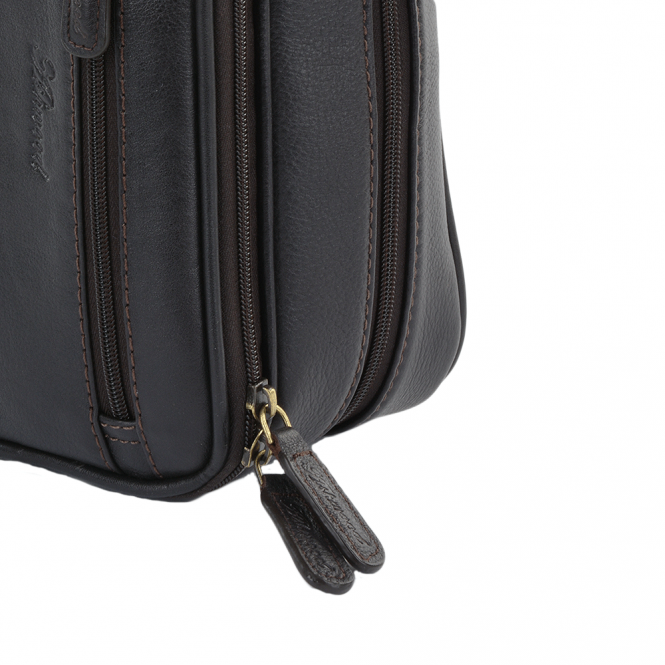 Ashwood Leather Mens Leather Washbag Brown/tum : 2080