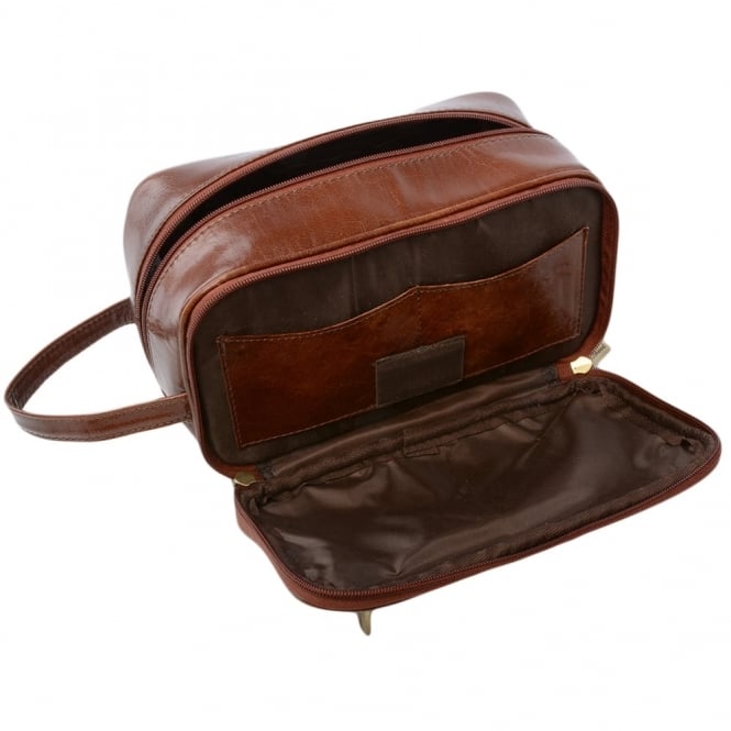 Ashwood Leather Mens Leather Washbag Chestnut/vt : 2080