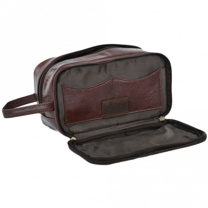 Ashwood Leather Mens Leather Washbag Cognac/vt : 2080