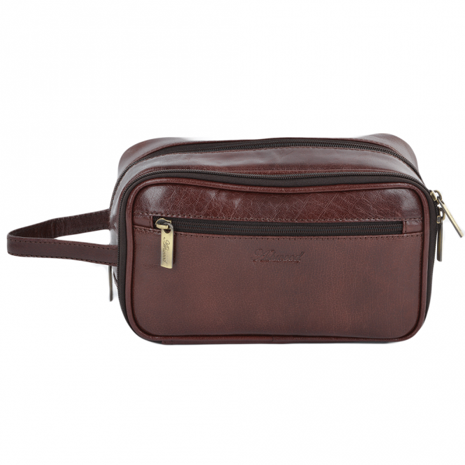 Ashwood Leather Mens Leather Washbag Cognac/vt : 2080