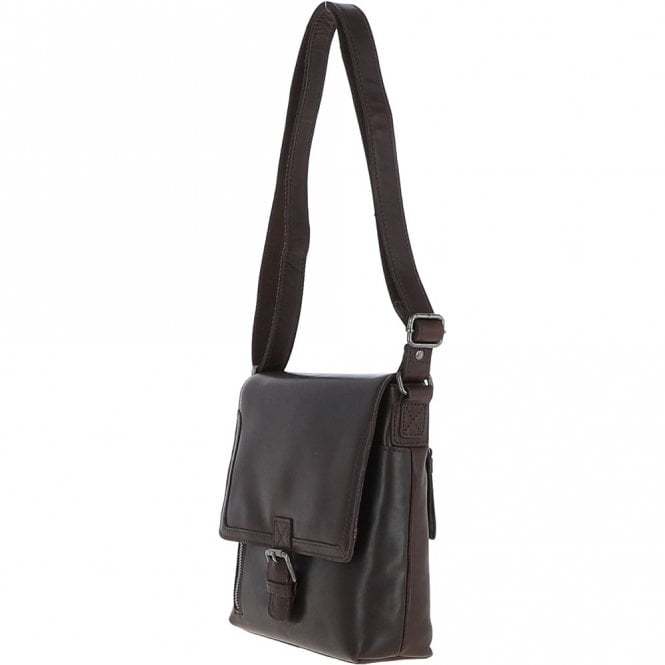 Ashwood Leather Mens Medium Waxy Leather Messenger Bag Brown: W-73