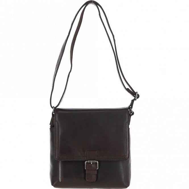 ashwood leather Mens Medium Waxy Leather Messenger Bag Brown: W-73