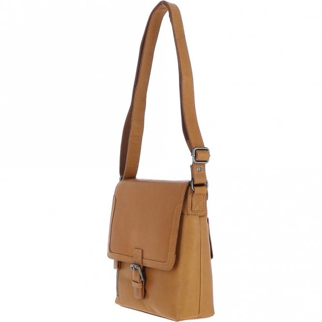 Ashwood Leather Mens Medium Waxy Leather Messenger Bag Cognac: W-73