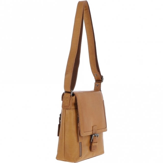 Ashwood Leather Mens Medium Waxy Leather Messenger Bag Cognac: W-73