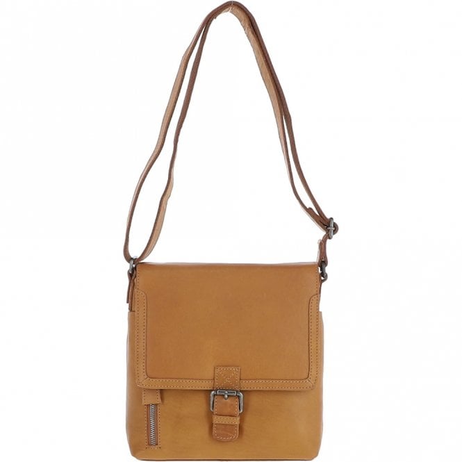 ashwood leather Mens Medium Waxy Leather Messenger Bag Cognac: W-73