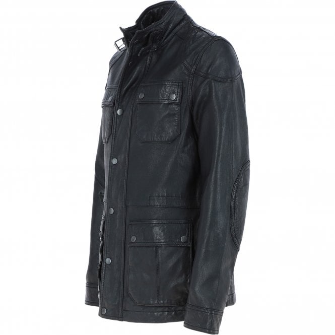 Ashwood Leather Mens Safari Style Leather Jacket Black: AMJ-5