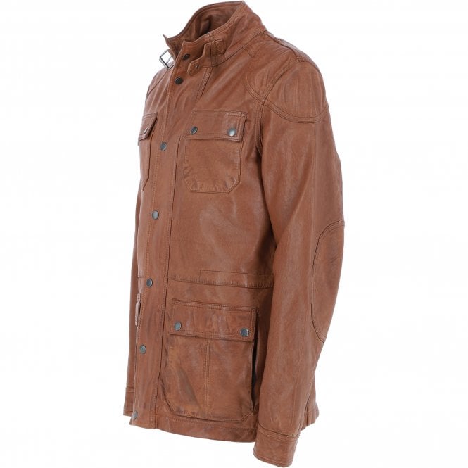Ashwood Leather Mens Safari Style Leather Jacket Cognac: AMJ-5