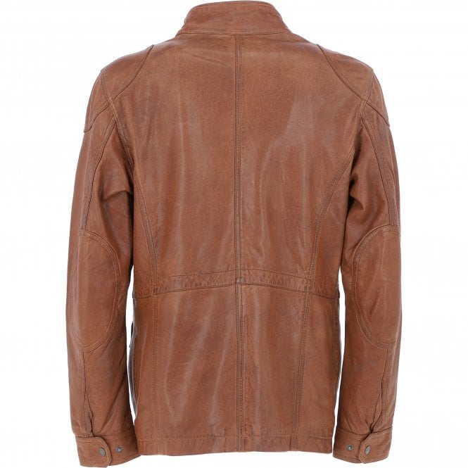 Ashwood Leather Mens Safari Style Leather Jacket Cognac: AMJ-5