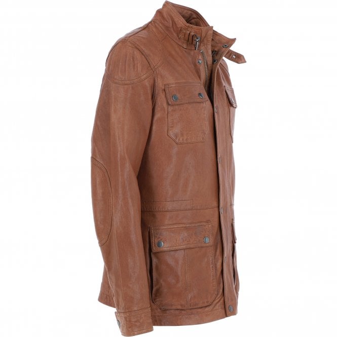 Ashwood Leather Mens Safari Style Leather Jacket Cognac: AMJ-5
