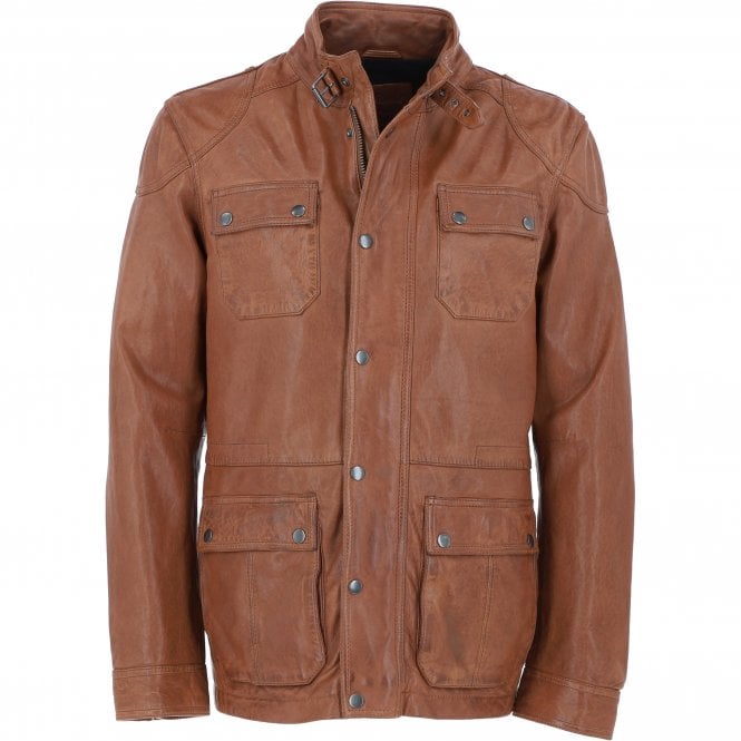 ashwood leather Mens Safari Style Leather Jacket Cognac: AMJ-5