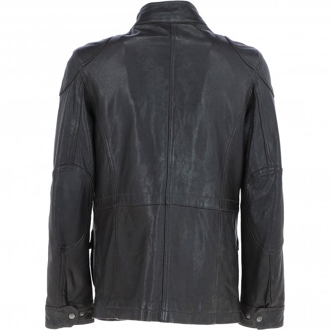 Ashwood Leather Mens Safari Style Leather Jacket Dark Brown: AMJ-5