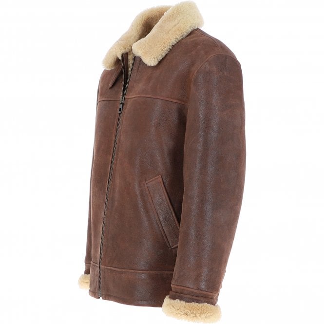 Ashwood Leather Mens Sheepskin Flying Jacket Kestane : Hunter