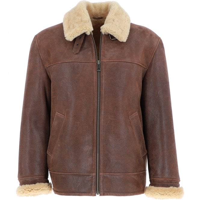 ashwood leather Mens Sheepskin Flying Jacket Kestane : Hunter