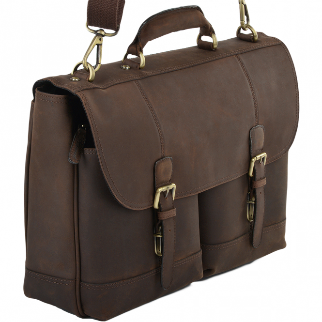 Ashwood Leather Mens Single Gusset Heavy Duty Laptop Briefcase Mud/mud : Henry