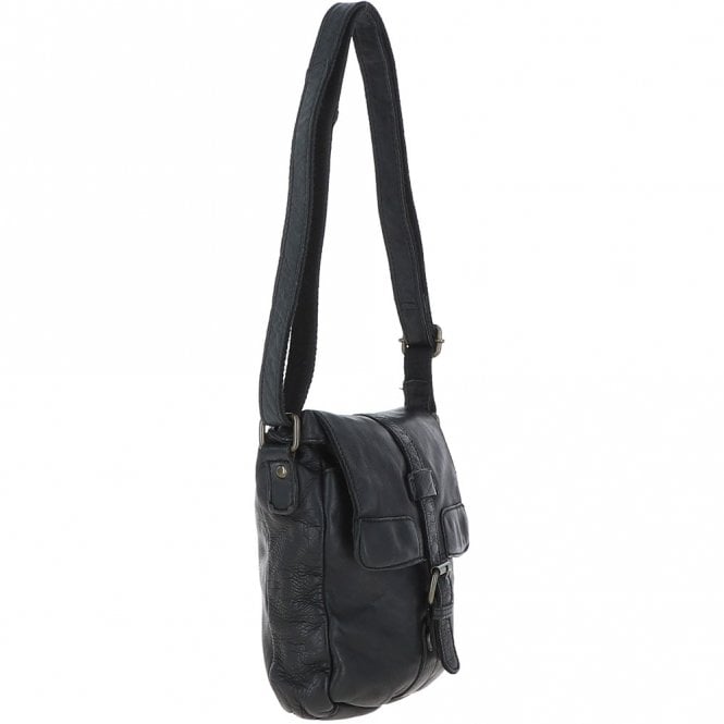 Ashwood Leather Mens Small Flight Body Bag Black : Agnes