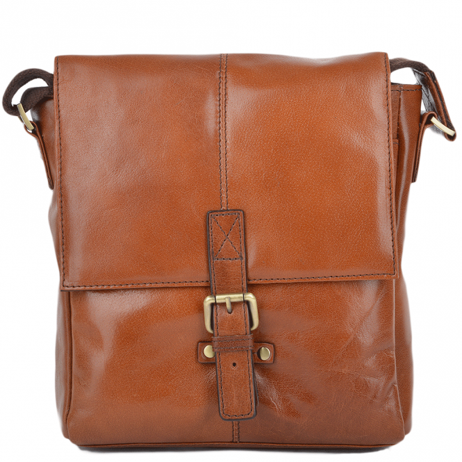 ashwood leather Mens Small Leather Flight Side Bag Chestnut/vt : Murphy