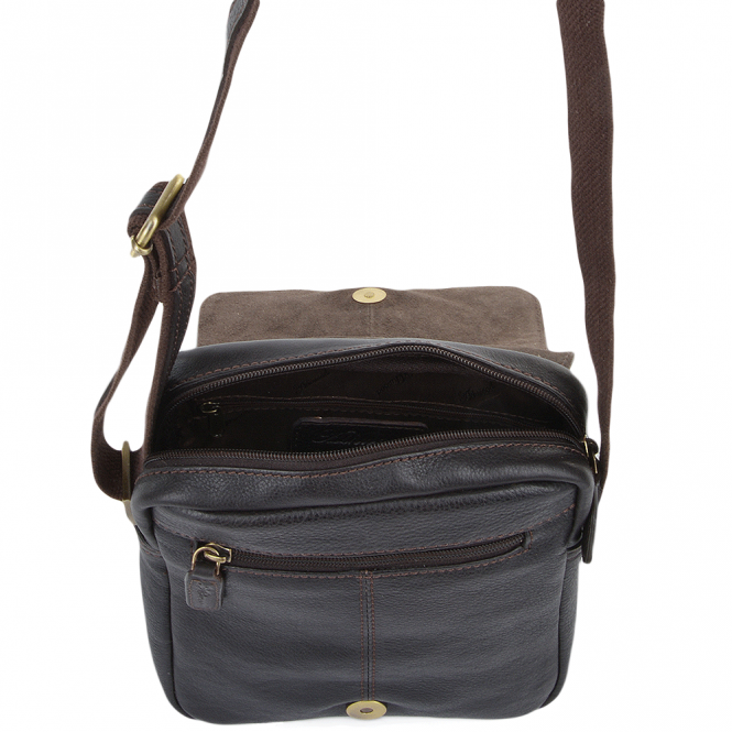 Ashwood Leather Mens Small Zip Around Flight Side Bag Brown/tum : Jerry