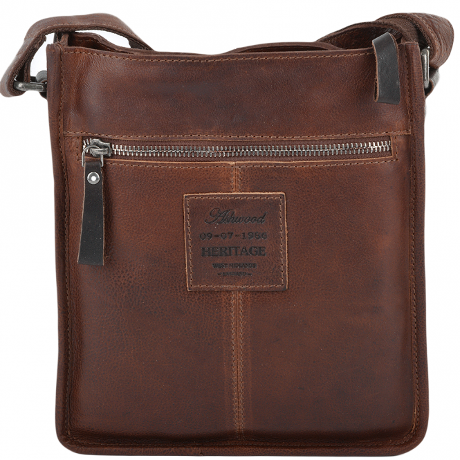 Ashwood Leather Mens Three Pocket Luxury Small Leather Flight Bag Tan : 4551