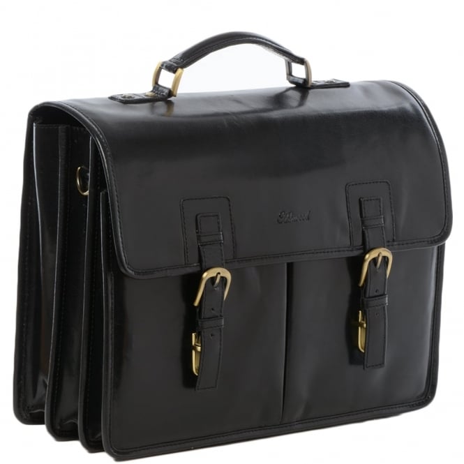 Ashwood Leather Mens Triple Gusset Heavy Duty Leather Briefcase Black/vt : Gareth
