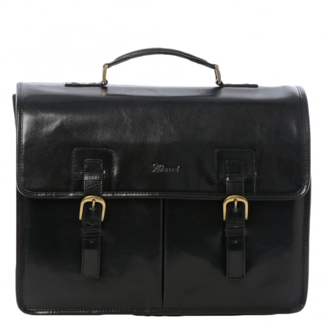 ashwood leather Mens Triple Gusset Heavy Duty Leather Briefcase Black/vt : Gareth