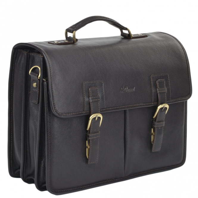 Ashwood Leather Mens Triple Gusset Heavy Duty Leather Briefcase Brown/tum : Gareth