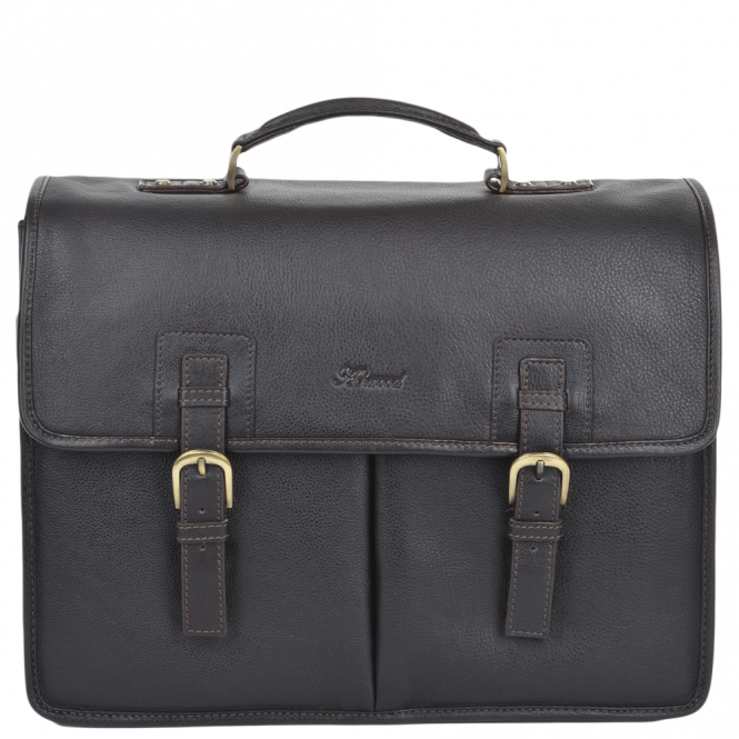 ashwood leather Mens Triple Gusset Heavy Duty Leather Briefcase Brown/tum : Gareth
