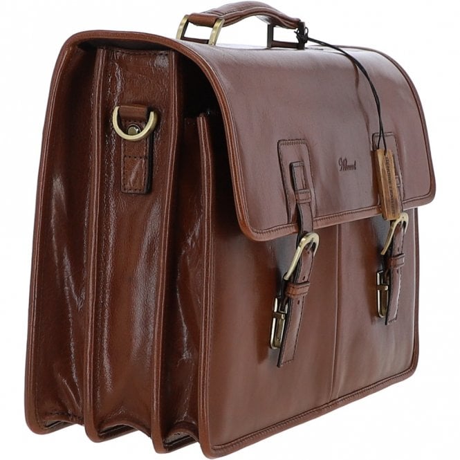 Ashwood Leather Mens Triple Gusset Heavy Duty Leather Briefcase Chestnut : Gareth