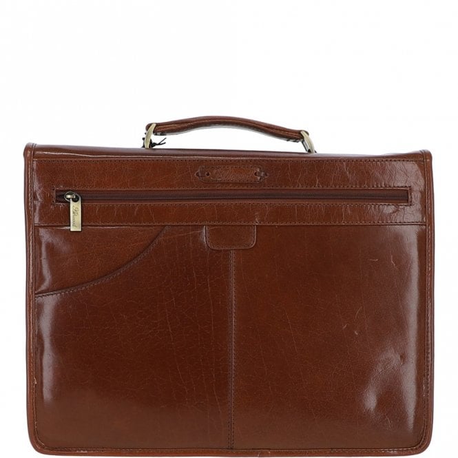 Ashwood Leather Mens Triple Gusset Heavy Duty Leather Briefcase Chestnut : Gareth