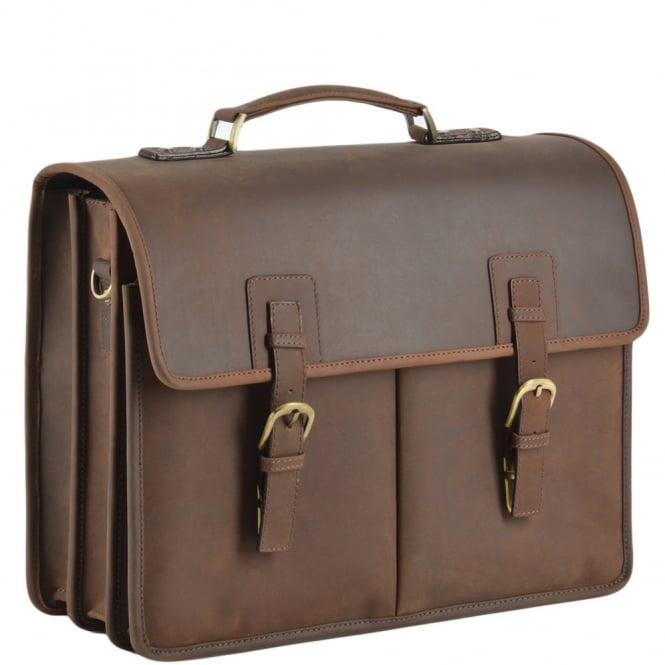 Ashwood Leather Mens Triple Gusset Heavy Duty Leather Briefcase Mud/mud : Gareth