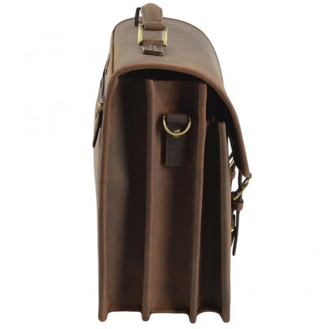 Ashwood Leather Mens Triple Gusset Heavy Duty Leather Briefcase Mud/mud : Gareth