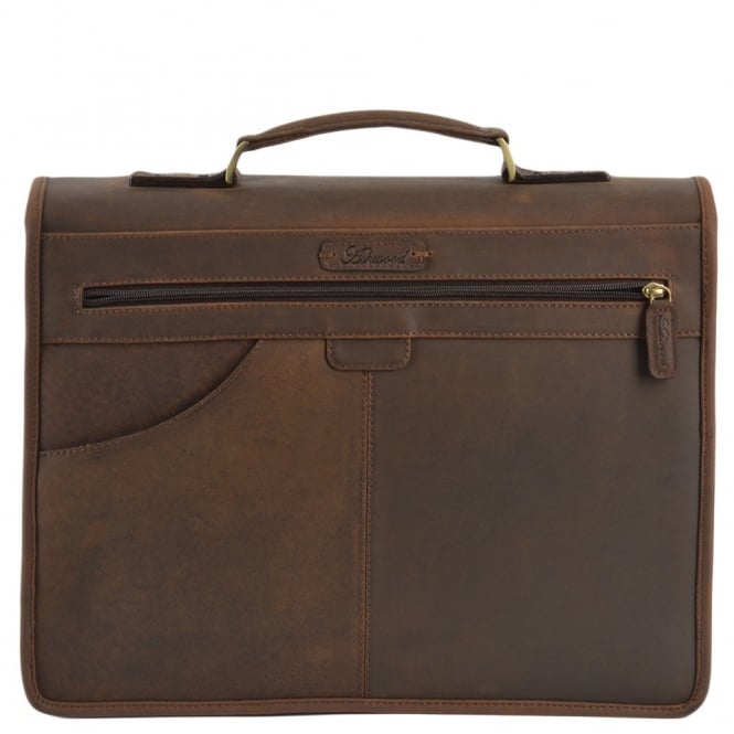 Ashwood Leather Mens Triple Gusset Heavy Duty Leather Briefcase Mud/mud : Gareth