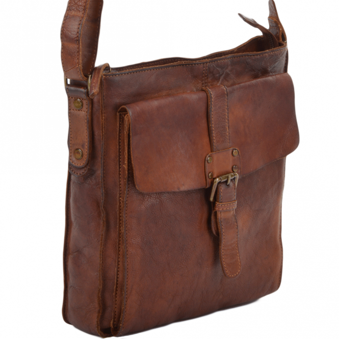 Ashwood Leather Mens Vintage Wash Leather A4 Side Bag Rust : 7994