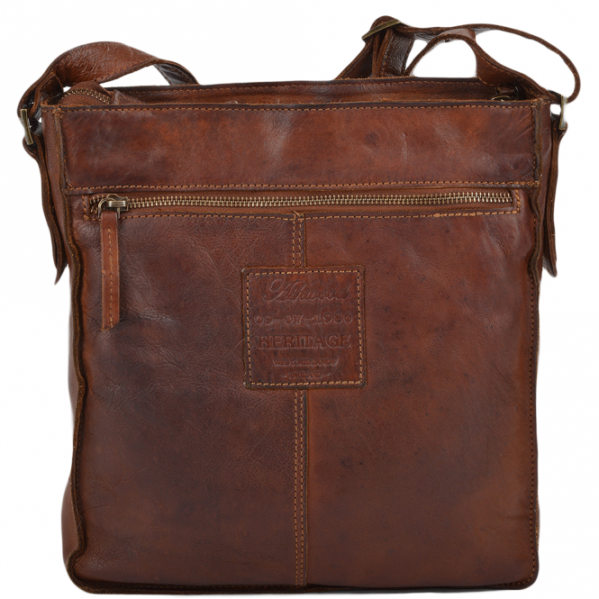 Ashwood Leather Mens Vintage Wash Leather A4 Side Bag Rust : 7994